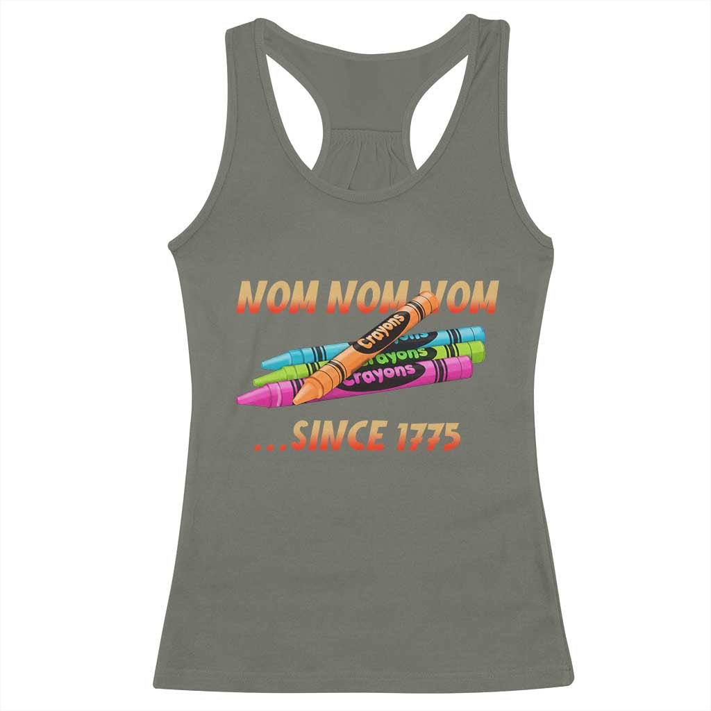 Nom Nom Nom Crayons Racerback Tank Top Since 1775 Funny Military Joke Veterans - Wonder Print Shop