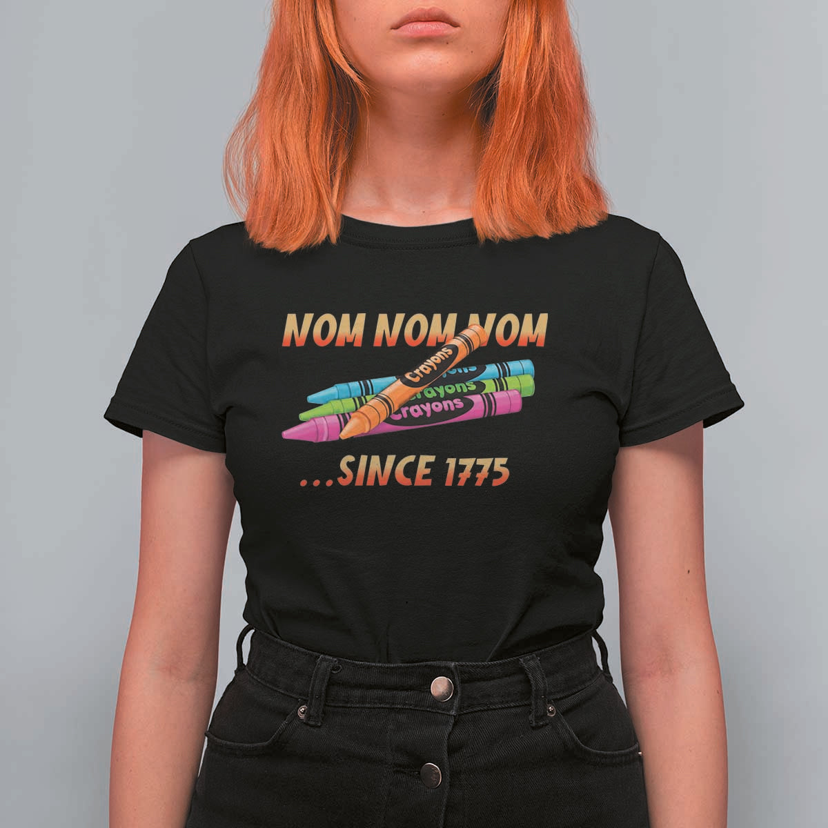 Nom Nom Nom Crayons T Shirt For Women Since 1775 Funny Military Joke Veterans - Wonder Print Shop