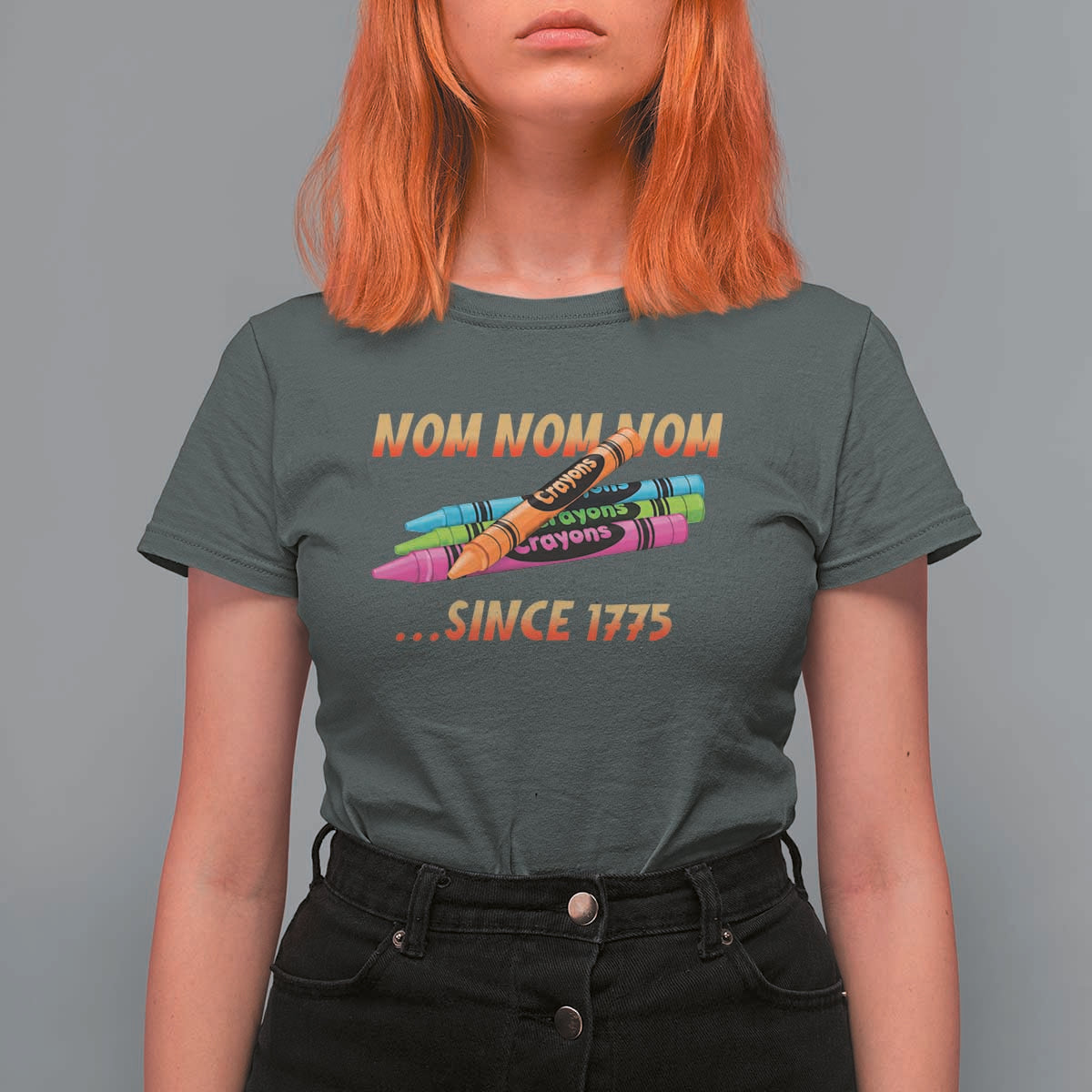 Nom Nom Nom Crayons T Shirt For Women Since 1775 Funny Military Joke Veterans - Wonder Print Shop