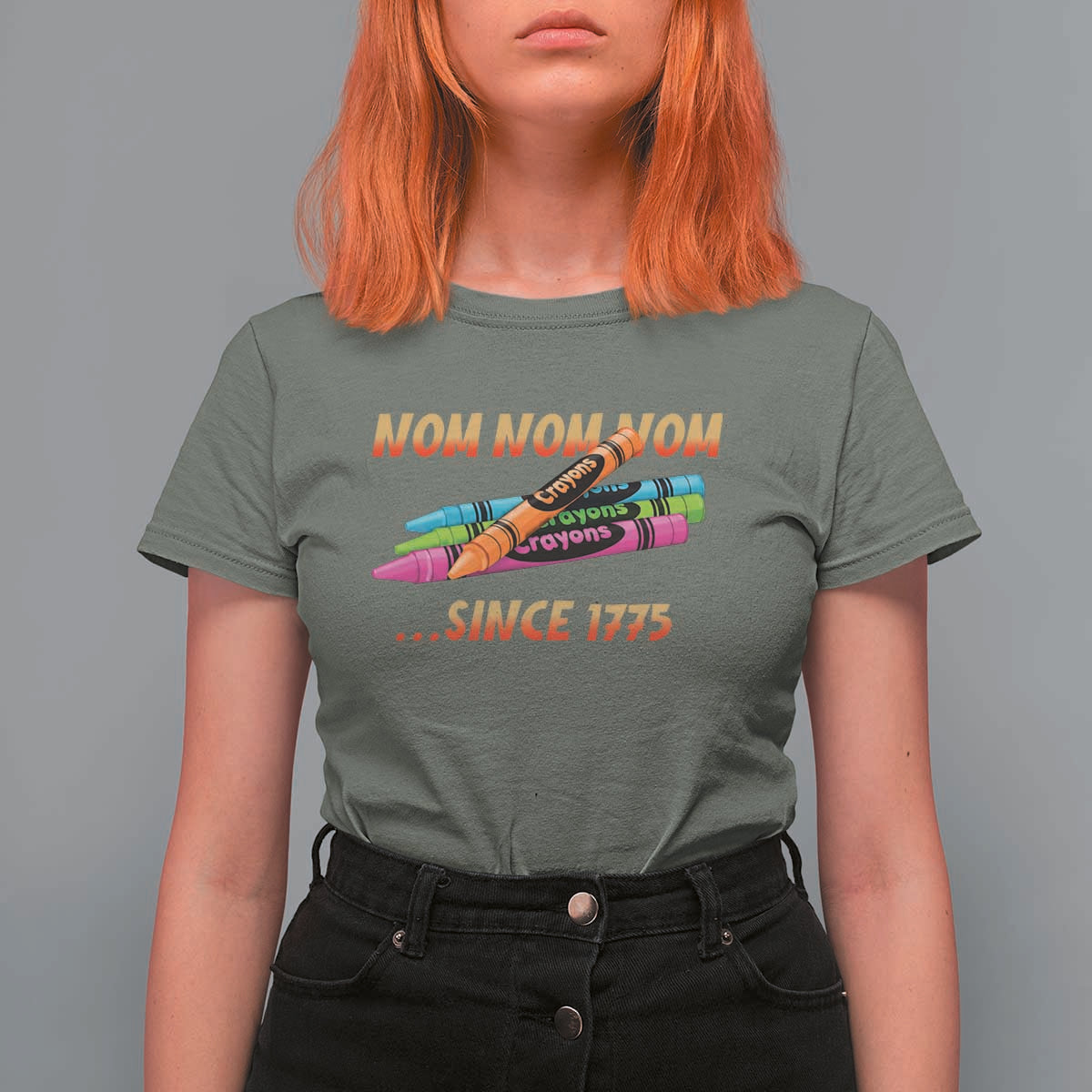Nom Nom Nom Crayons T Shirt For Women Since 1775 Funny Military Joke Veterans - Wonder Print Shop