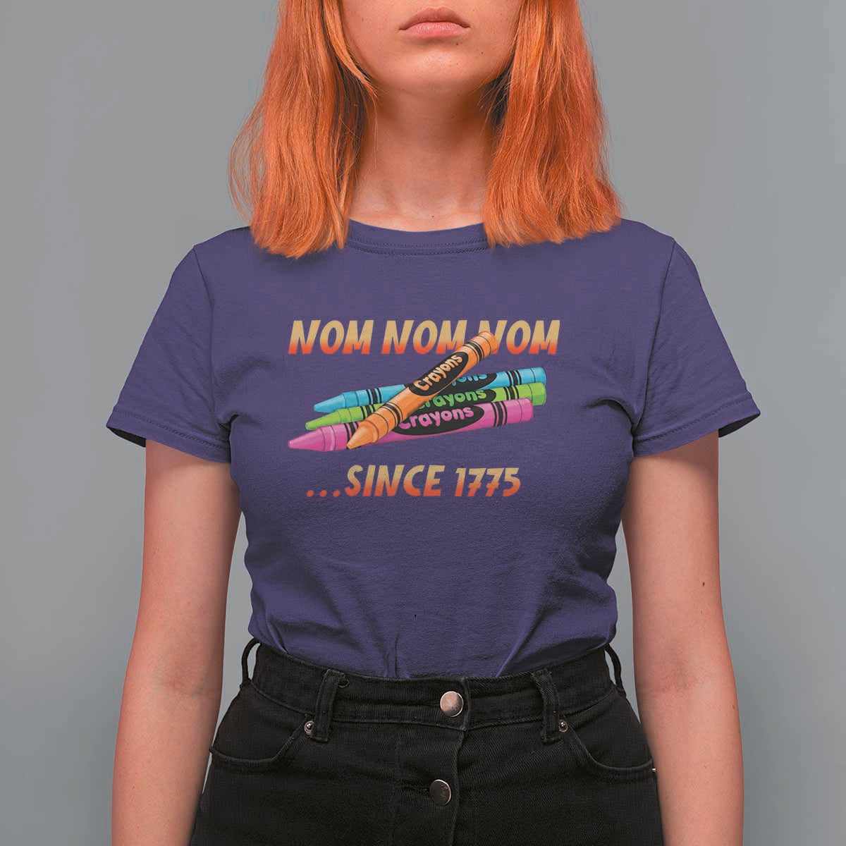 Nom Nom Nom Crayons T Shirt For Women Since 1775 Funny Military Joke Veterans - Wonder Print Shop