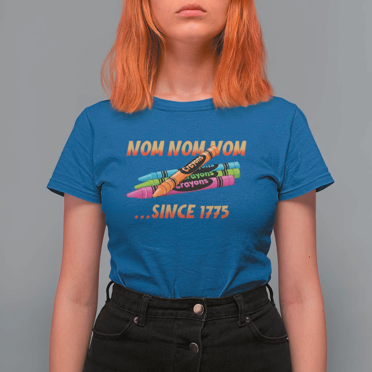 Nom Nom Nom Crayons T Shirt For Women Since 1775 Funny Military Joke Veterans - Wonder Print Shop
