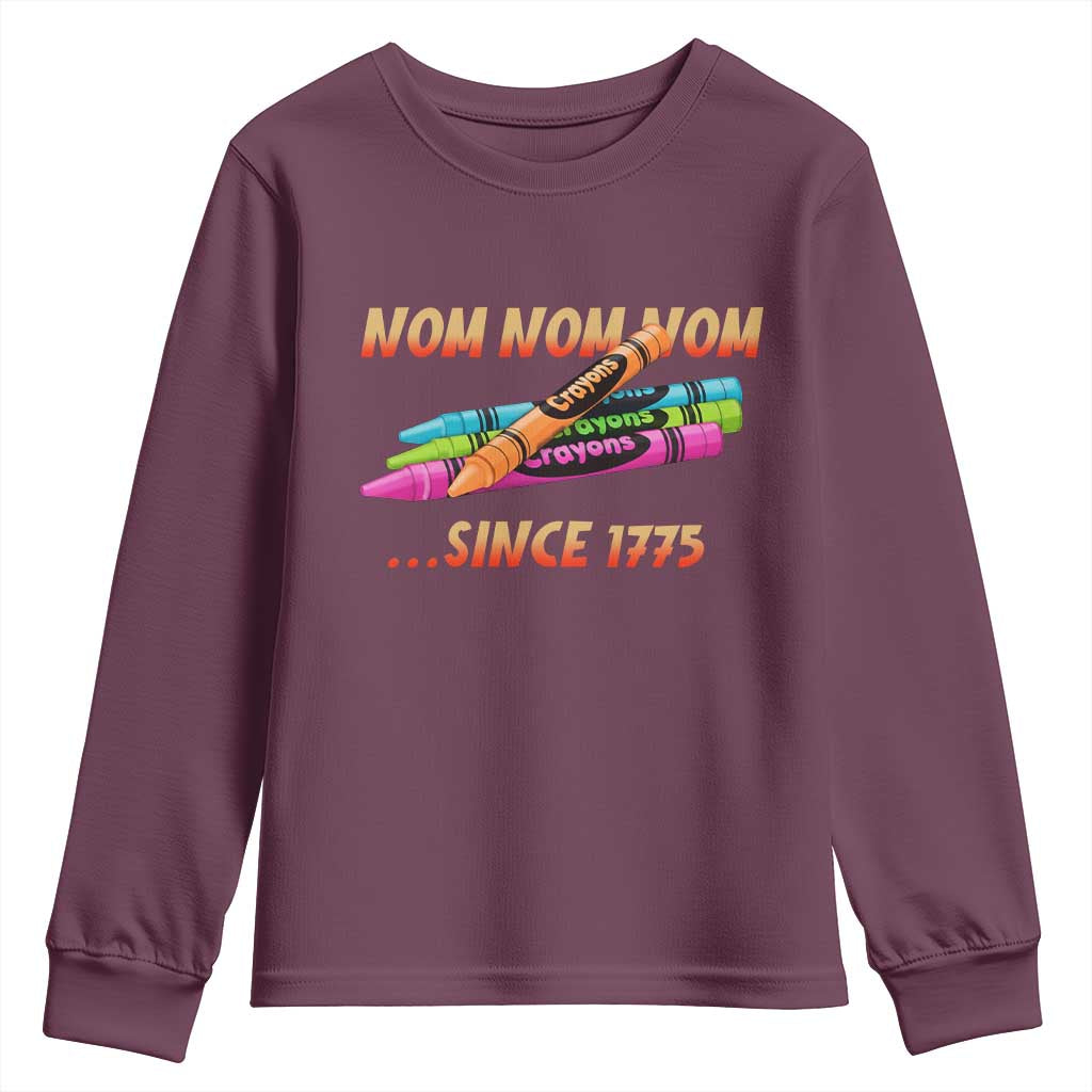 Nom Nom Nom Crayons Youth Sweatshirt Since 1775 Funny Military Joke Veterans - Wonder Print Shop