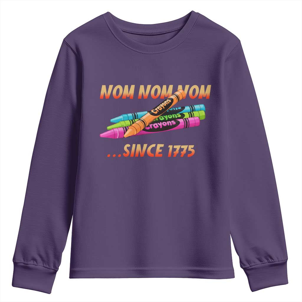 Nom Nom Nom Crayons Youth Sweatshirt Since 1775 Funny Military Joke Veterans - Wonder Print Shop