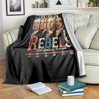 Original Rebels 250 Years of Freedom Throw Blanket Founding Fathers Patriotic 1776 to 2026 Semiquincentennial - Wonder Print Shop