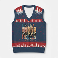 Original Rebels 250 Years of Freedom V-Neck Knit Sweater Vest Founding Fathers Patriotic 1776 to 2026 Semiquincentennial - Wonder Print Shop