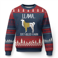 Funny Llama Just Killed a Man Ugly Christmas Sweater Animal Pun Internet Meme - Wonder Print Shop