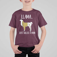Funny Llama Just Killed a Man T Shirt For Kid Animal Pun Internet Meme - Wonder Print Shop