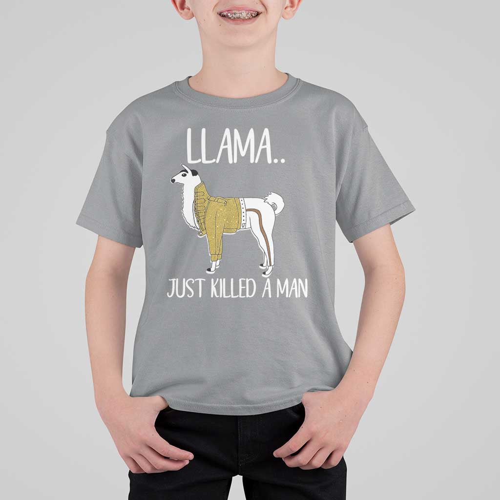Funny Llama Just Killed a Man T Shirt For Kid Animal Pun Internet Meme - Wonder Print Shop