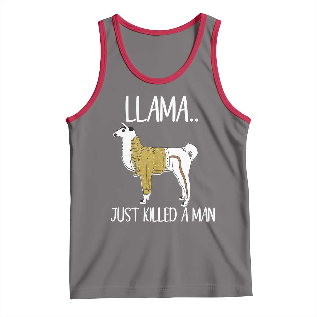 Funny Llama Just Killed a Man Tank Top Animal Pun Internet Meme - Wonder Print Shop