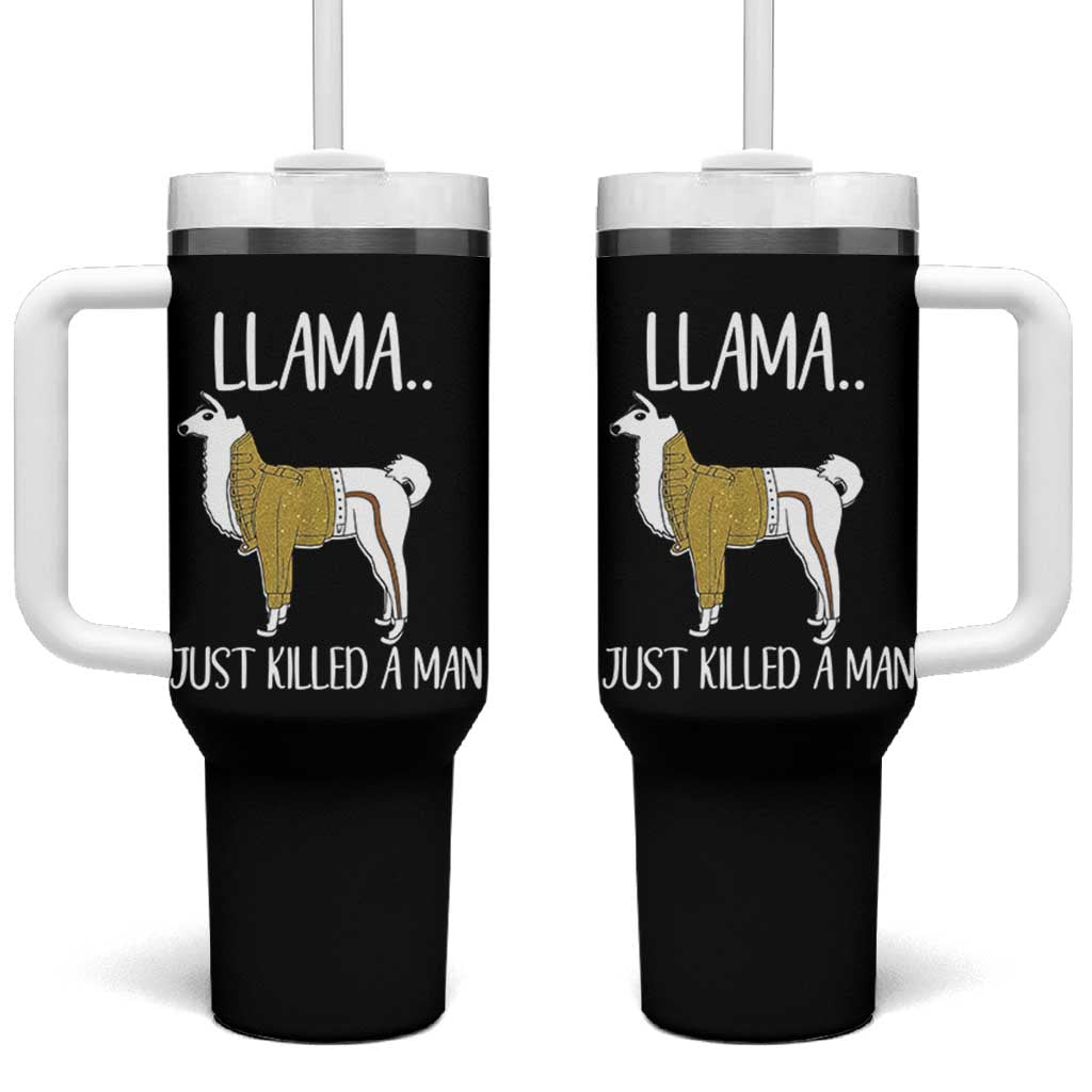 Funny Llama Just Killed a Man Tumbler With Handle Animal Pun Internet Meme - Wonder Print Shop