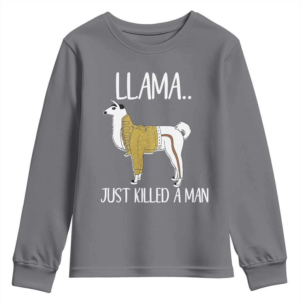 Funny Llama Just Killed a Man Youth Sweatshirt Animal Pun Internet Meme - Wonder Print Shop