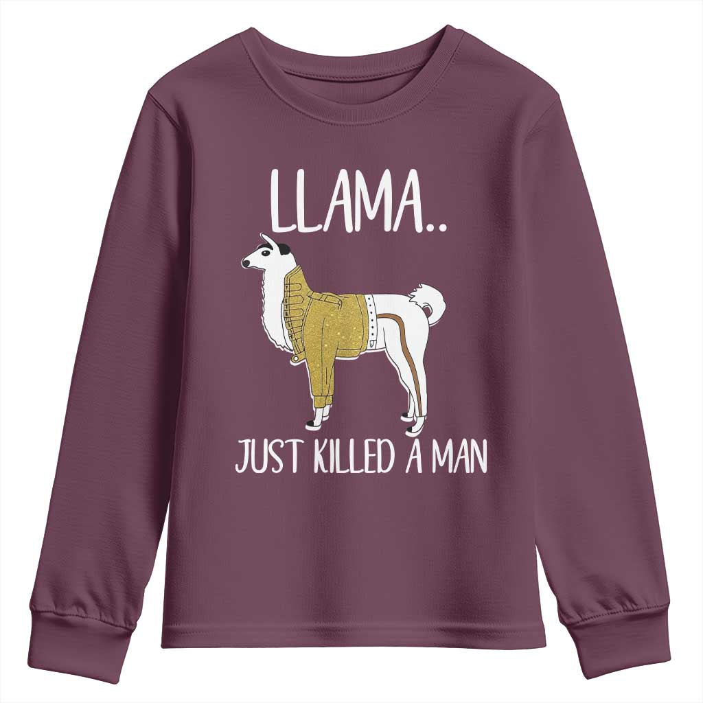 Funny Llama Just Killed a Man Youth Sweatshirt Animal Pun Internet Meme - Wonder Print Shop