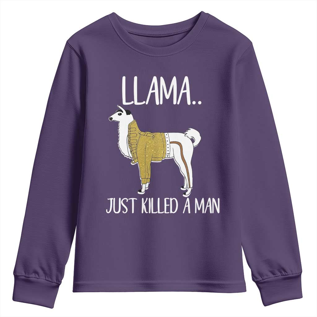 Funny Llama Just Killed a Man Youth Sweatshirt Animal Pun Internet Meme - Wonder Print Shop