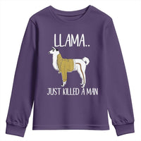 Funny Llama Just Killed a Man Youth Sweatshirt Animal Pun Internet Meme - Wonder Print Shop