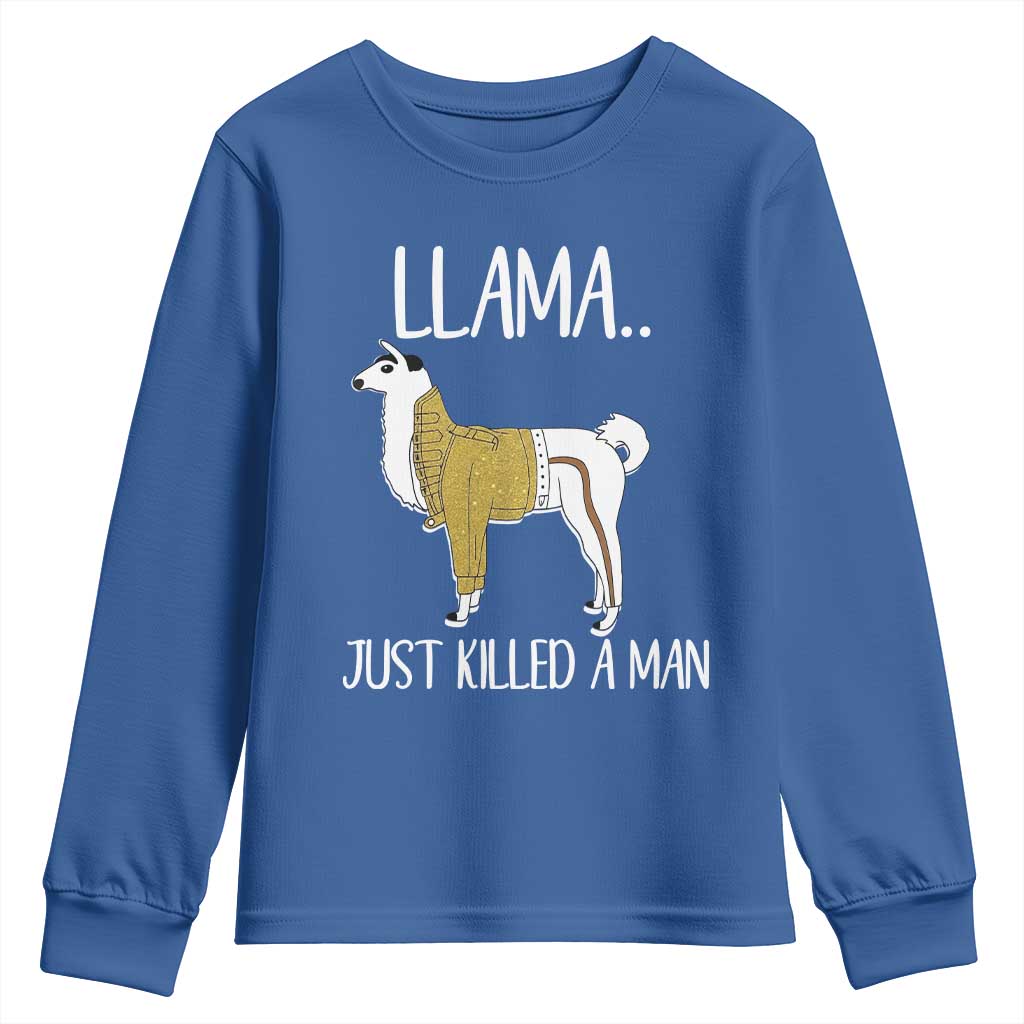 Funny Llama Just Killed a Man Youth Sweatshirt Animal Pun Internet Meme - Wonder Print Shop