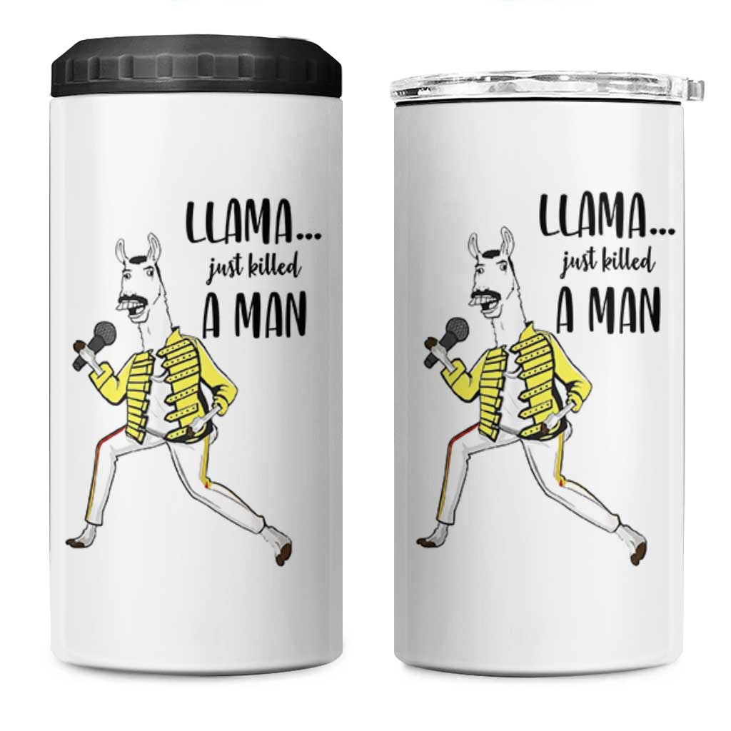 Funny Llama Just Killed a Man 4 in 1 Can Cooler Tumbler Singing Animal Pun Internet Meme - Wonder Print Shop