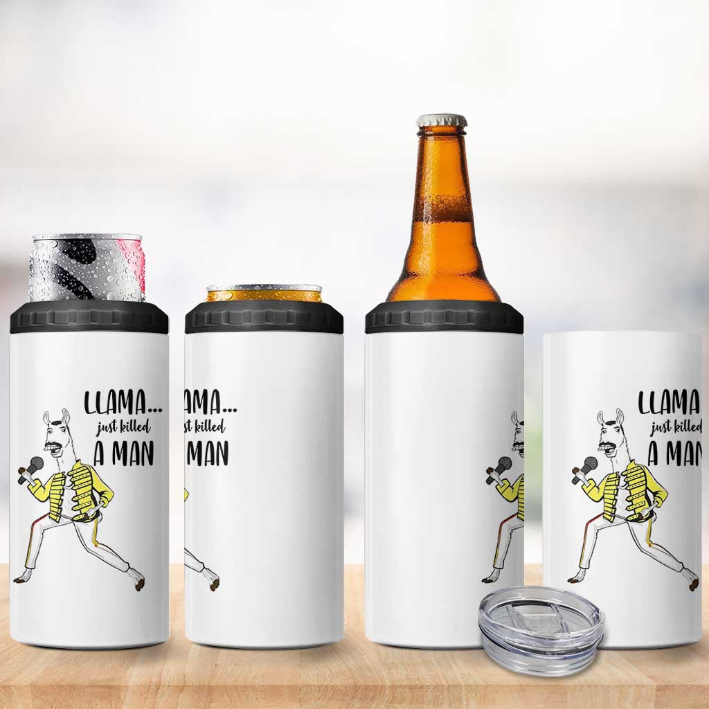 Funny Llama Just Killed a Man 4 in 1 Can Cooler Tumbler Singing Animal Pun Internet Meme - Wonder Print Shop