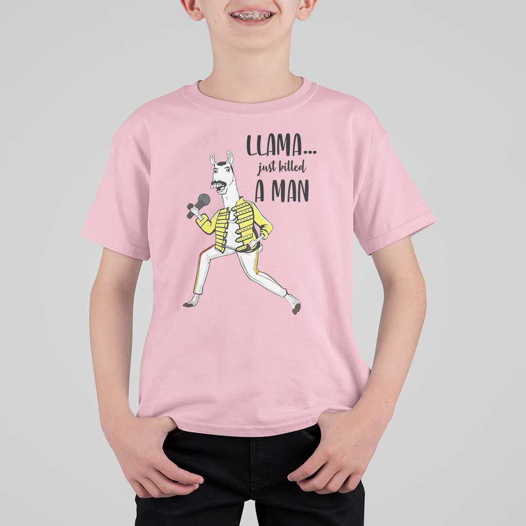 Funny Llama Just Killed a Man T Shirt For Kid Singing Animal Pun Internet Meme - Wonder Print Shop