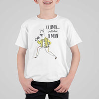 Funny Llama Just Killed a Man T Shirt For Kid Singing Animal Pun Internet Meme - Wonder Print Shop