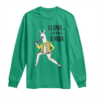 Funny Llama Just Killed a Man Long Sleeve Shirt Singing Animal Pun Internet Meme - Wonder Print Shop