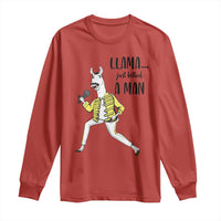 Funny Llama Just Killed a Man Long Sleeve Shirt Singing Animal Pun Internet Meme - Wonder Print Shop