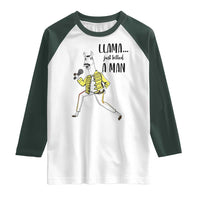 Funny Llama Just Killed a Man Raglan Shirt Singing Animal Pun Internet Meme - Wonder Print Shop