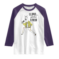 Funny Llama Just Killed a Man Raglan Shirt Singing Animal Pun Internet Meme - Wonder Print Shop