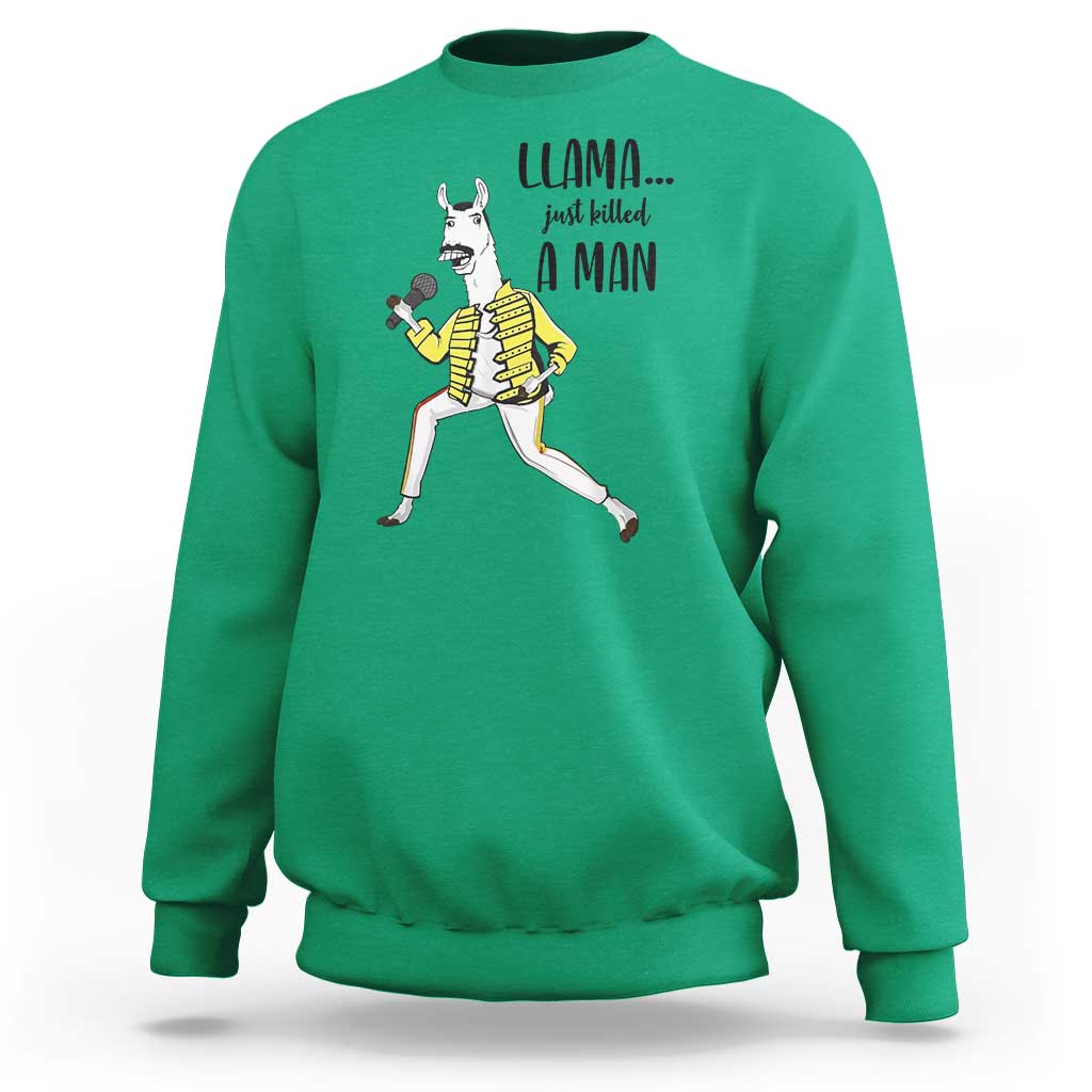 Funny Llama Just Killed a Man Sweatshirt Singing Animal Pun Internet Meme - Wonder Print Shop