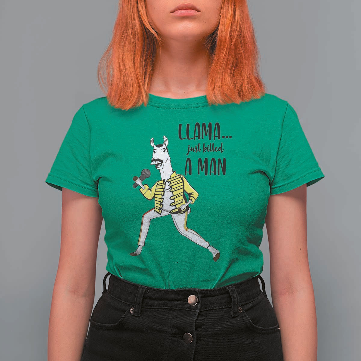 Funny Llama Just Killed a Man T Shirt For Women Singing Animal Pun Internet Meme - Wonder Print Shop