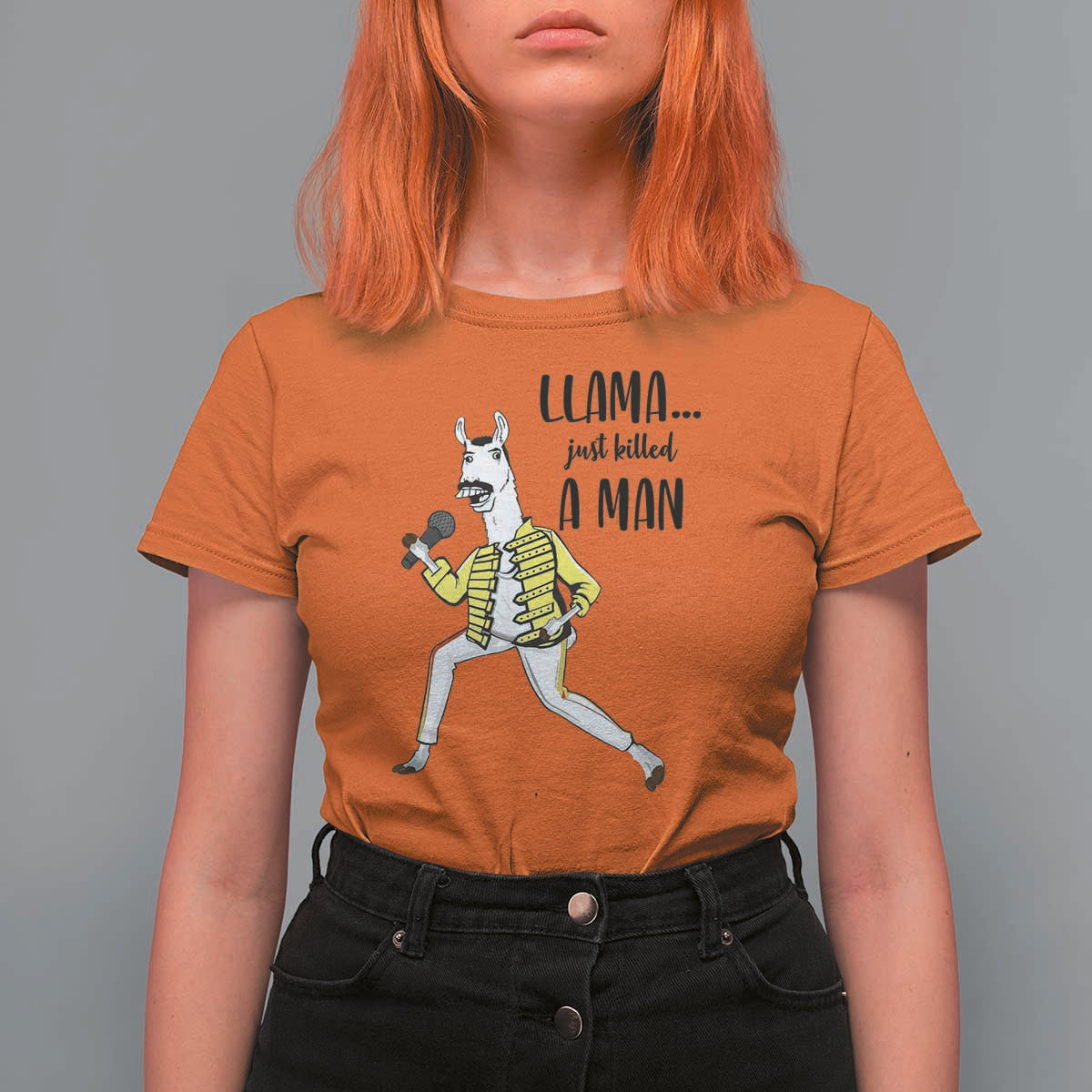 Funny Llama Just Killed a Man T Shirt For Women Singing Animal Pun Internet Meme - Wonder Print Shop