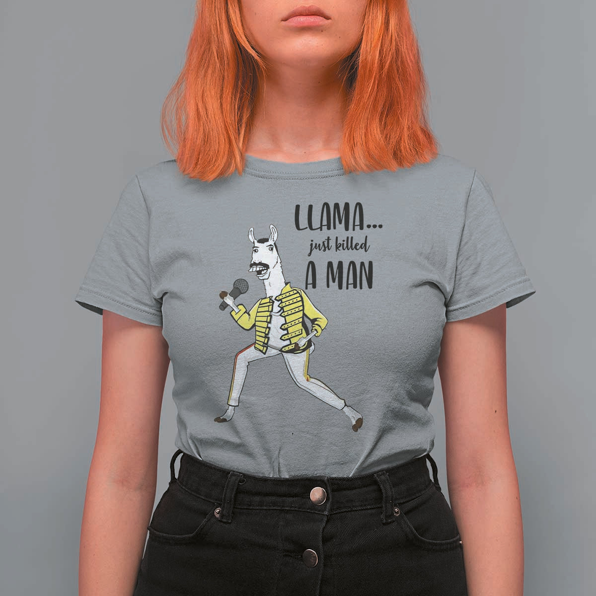 Funny Llama Just Killed a Man T Shirt For Women Singing Animal Pun Internet Meme - Wonder Print Shop