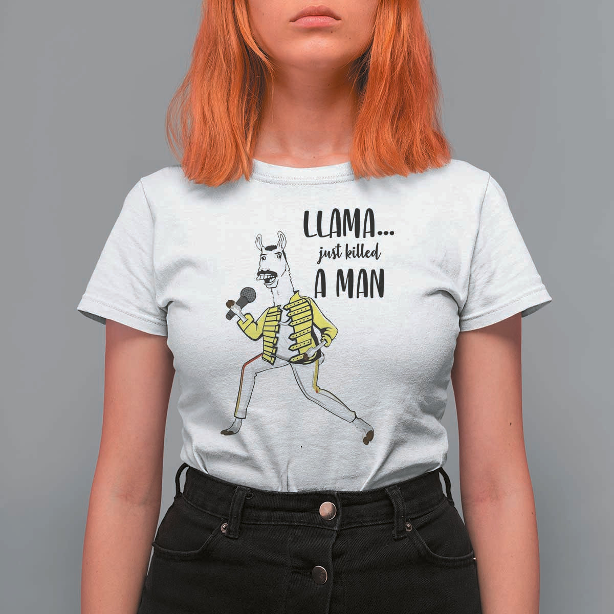 Funny Llama Just Killed a Man T Shirt For Women Singing Animal Pun Internet Meme - Wonder Print Shop