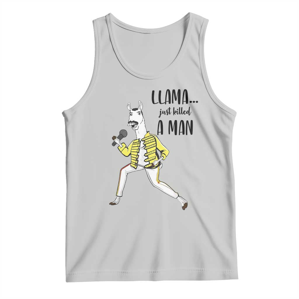 Funny Llama Just Killed a Man Tank Top Singing Animal Pun Internet Meme - Wonder Print Shop