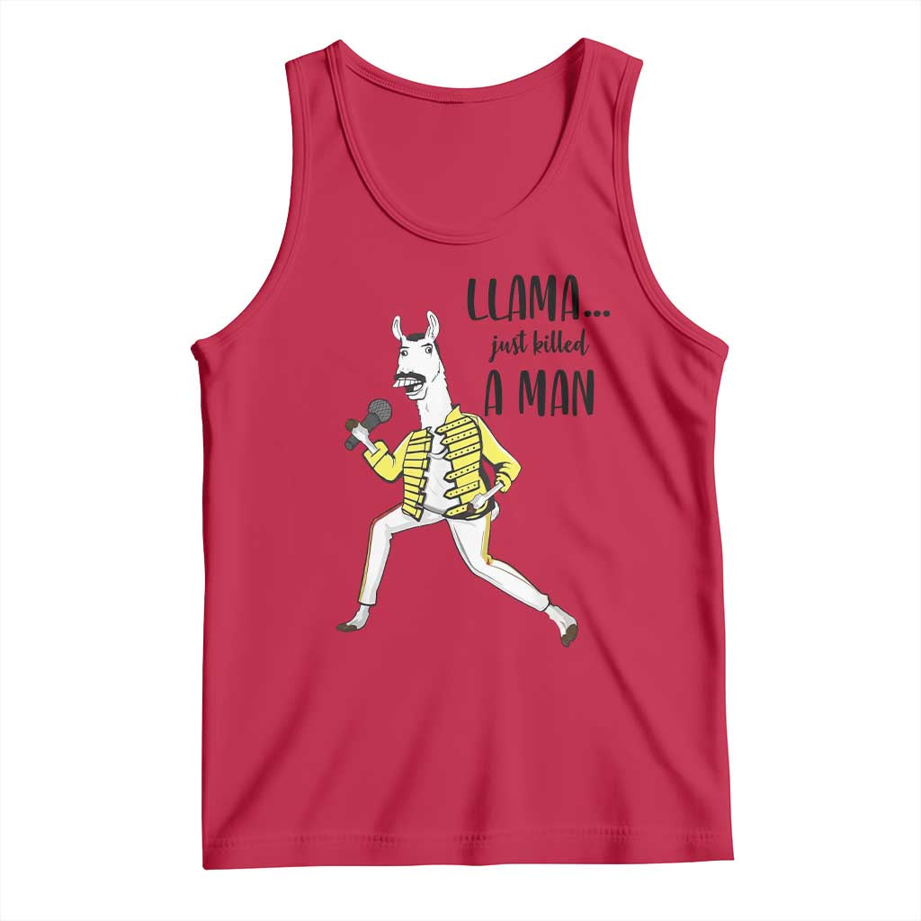Funny Llama Just Killed a Man Tank Top Singing Animal Pun Internet Meme - Wonder Print Shop
