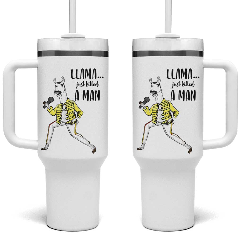 Funny Llama Just Killed a Man Tumbler With Handle Singing Animal Pun Internet Meme - Wonder Print Shop