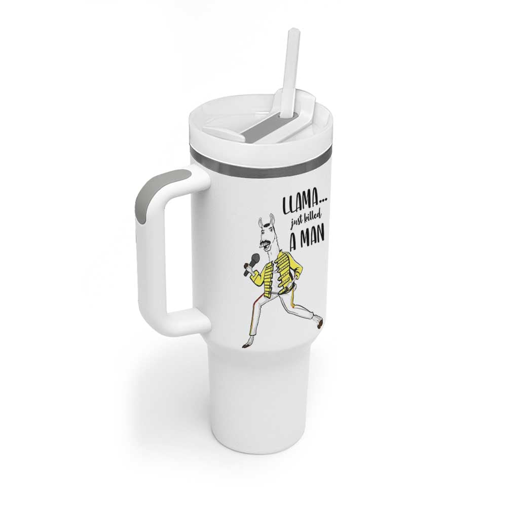 Funny Llama Just Killed a Man Tumbler With Handle Singing Animal Pun Internet Meme - Wonder Print Shop