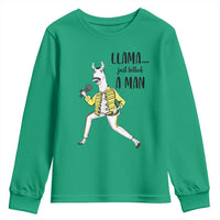 Funny Llama Just Killed a Man Youth Sweatshirt Singing Animal Pun Internet Meme - Wonder Print Shop