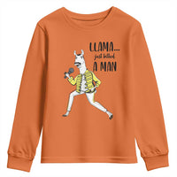 Funny Llama Just Killed a Man Youth Sweatshirt Singing Animal Pun Internet Meme - Wonder Print Shop