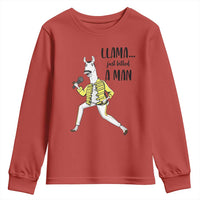 Funny Llama Just Killed a Man Youth Sweatshirt Singing Animal Pun Internet Meme - Wonder Print Shop
