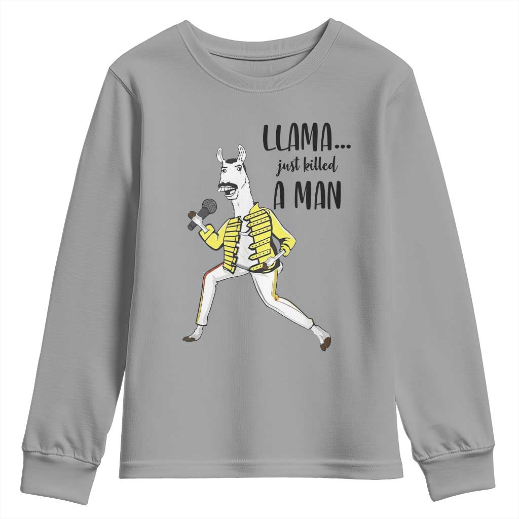 Funny Llama Just Killed a Man Youth Sweatshirt Singing Animal Pun Internet Meme - Wonder Print Shop
