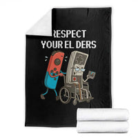 Respect Your Elders Retro Gaming Meme Throw Blanket Funny Gamer Controller 80s - Wonder Print Shop