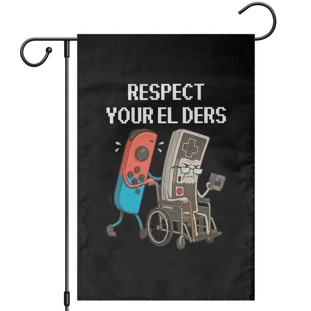 Respect Your Elders Retro Gaming Meme Garden Flag Funny Gamer Controller 80s - Wonder Print Shop