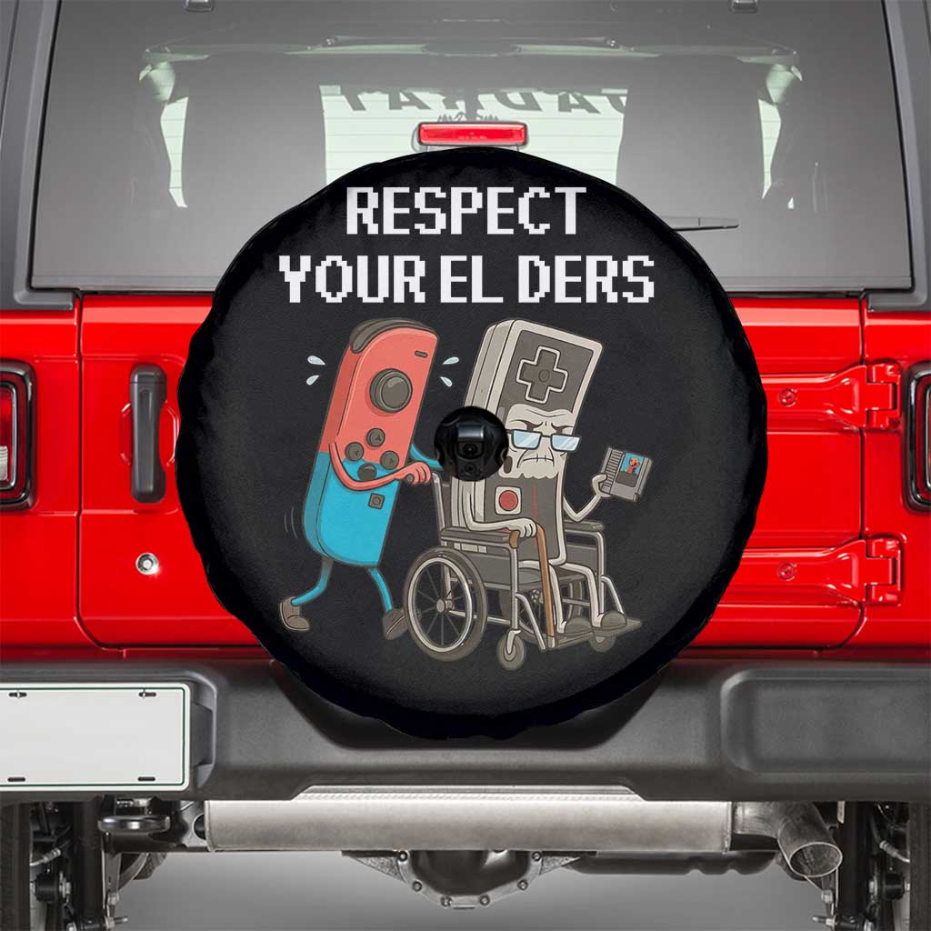 Respect Your Elders Retro Gaming Meme Spare Tire Cover Funny Gamer Controller 80s - Wonder Print Shop