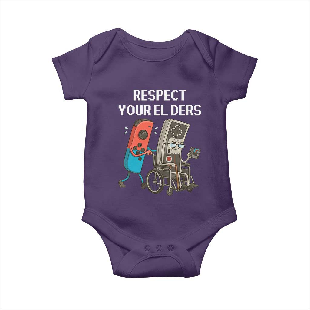 Respect Your Elders Retro Gaming Meme Baby Onesie Funny Gamer Controller 80s - Wonder Print Shop