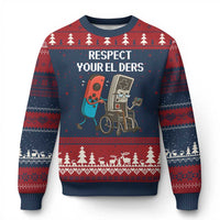 Respect Your Elders Retro Gaming Meme Ugly Christmas Sweater Funny Gamer Controller 80s - Wonder Print Shop
