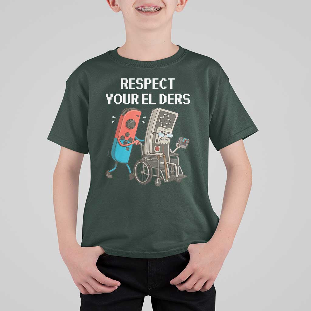 Respect Your Elders Retro Gaming Meme T Shirt For Kid Funny Gamer Controller 80s - Wonder Print Shop