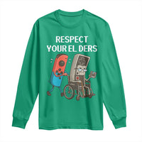 Respect Your Elders Retro Gaming Meme Long Sleeve Shirt Funny Gamer Controller 80s - Wonder Print Shop