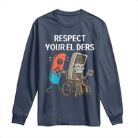 Respect Your Elders Retro Gaming Meme Long Sleeve Shirt Funny Gamer Controller 80s - Wonder Print Shop