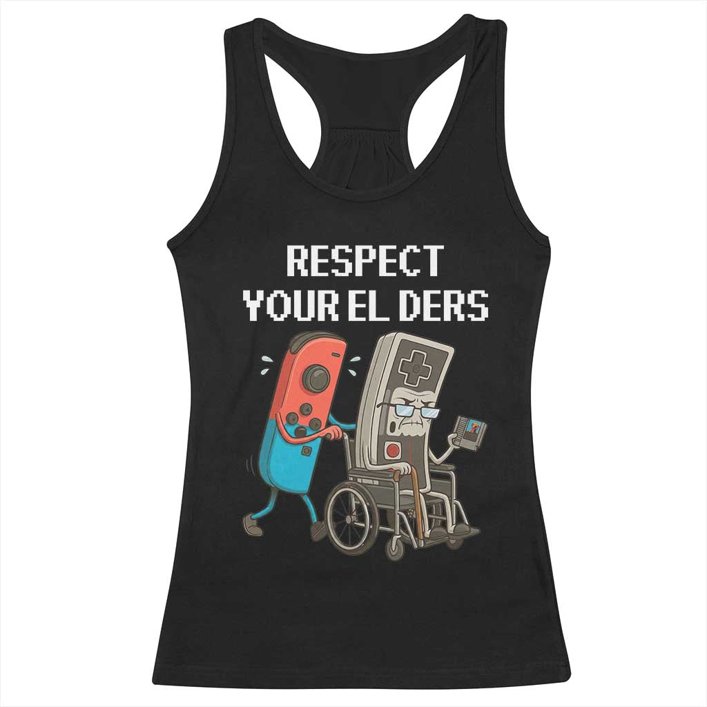 Respect Your Elders Retro Gaming Meme Racerback Tank Top Funny Gamer Controller 80s - Wonder Print Shop